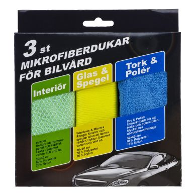 Image of FRIDA Microfibre cloth for car care, 3-pack