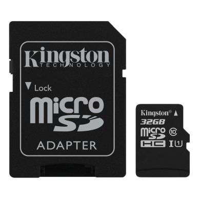 KINGSTON Kingston 32GB microSDHC Klass 10 UHS-I 45MB/s läs, adapter