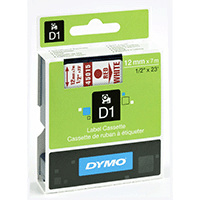 Image of DYMO Marker tape D1 12mm white/red