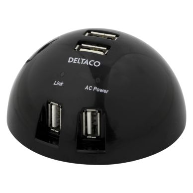 Image of DELTACO DELTACO, USB 2.0 hub, 7 ports, mains adapter included, black
