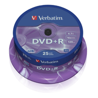 Image of VERBATIM DVD+R 16x 4.7 GB, 25 discs