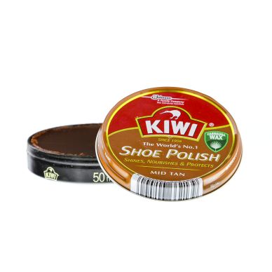 Image of Kiwi Shoe polish, soft paste, middle brown