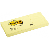 Image of POST-IT Yellow 653 38x51mm yellow