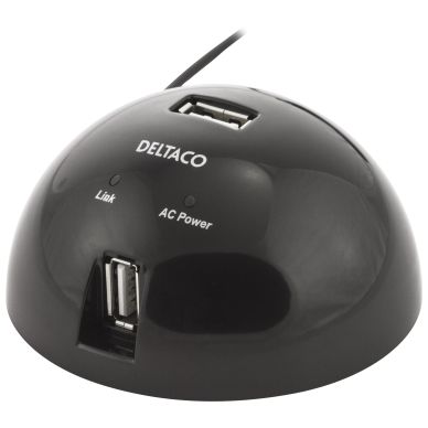 Image of DELTACO DELTACO, USB 2.0 hub, 4 ports, mains adapter included, black