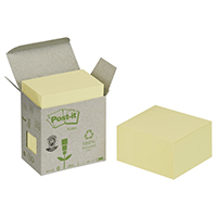 Image of POST-IT 100% recycled Cube 76x76 yellow