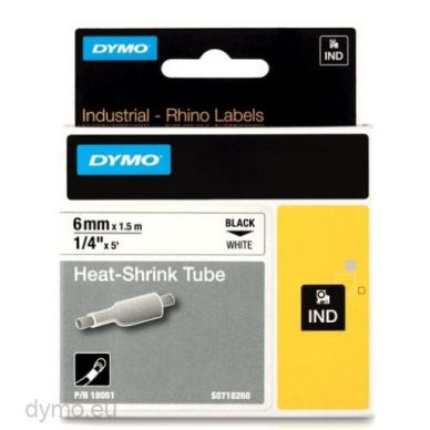 Dymo Tape Rhino 6mmx1,5m shrink tube black/white