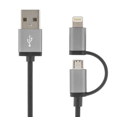 DELTACO DELTACO USB synk/laddkabel 2 m, Lightning/USB micro-B, MFI