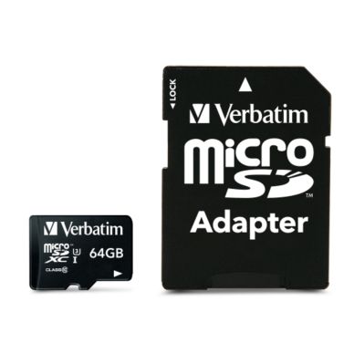 VERBATIM Verbatim 64GB MicroSDHC PRO Minneskort med adapter