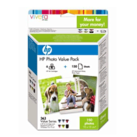 Image of HP Ink Cartridges Vivera (6pcs) with photo paper 150 sht 4x6