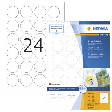 Etikett HERMA Movables A4 Ø40mm (100)