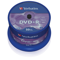 Image of VERBATIM DVD+R 16x 4.7 GB, 50-discs