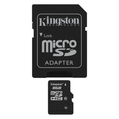 Image of KINGSTON Kingston memory card 8GB,microSDHC,SDHC-adapter,Class 10