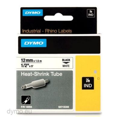 Dymo Tape Rhino 12mmx1,5m shrink tube black/white