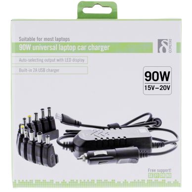 Image of DELTACO DELTACO laptop charger car 12V socket, 15-24V 6A 90W
