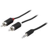 DELTACO Câble audio 3,5 mm mâle - 2 x RCA mâle 2 m, noir