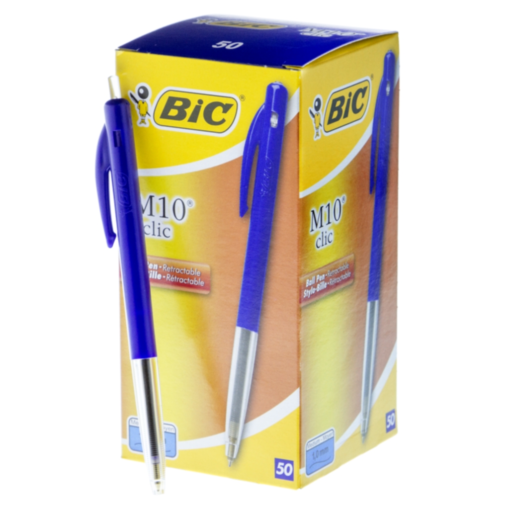 Bild av Kulspetspenna BIC Clic M10 blå Dokumentäkta, 50st