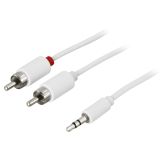 DELTACO Ljudkabel 3,5 mm ha - 2 x RCA ha 5 m, vit DELTACO Ljudkabel 3,5 mm ha - 2 x RCA ha 5 m, vit