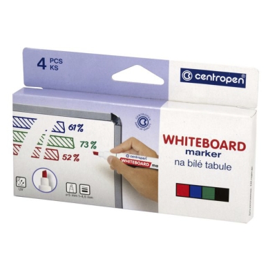 Whiteboard Marker Centropen skrå spids, 4 stk. 7200C Modsvarer: N/A