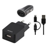 DELTACO USB-ladesett for hjem og bil DELTACO USB-ladesett for hjem og bil