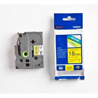 BROTHER 18 mm tape, svart tekst på gul, laminert, 8 m BROTHER 18 mm tape, svart tekst på gul, laminert, 8 m