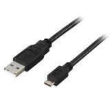 DELTACO USB 2.0 typ A till Micro-B USB, 5-pin, 1m, svart DELTACO USB 2.0 typ A till Micro-B USB, 5-pin, 1m, svart