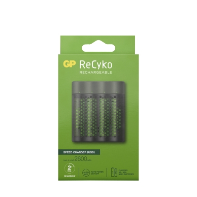 GP BATTERIES alt GP ReCyko Speed-batteriladdare (USB) inkl. 4st AA 2600mAh