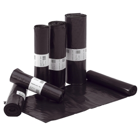 Sacs plastiques LD 40 my 125L, noirs, 1 lot de 25 rouleaux