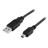 DELTACO USB 2.0 kabel Typ A Hane - Typ Mini B Hane 1m, svart