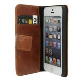Plånboksfodral i läder, iPhone SE/5S/5, Brun Plånboksfodral i läder, iPhone SE/5S/5, Brun