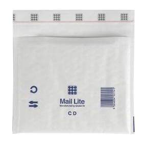 Bubbelpåse Mail Lite CD 180x165 mm vit, 100 st
