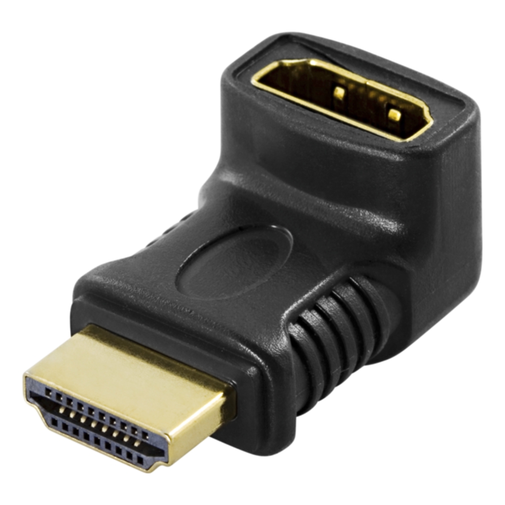Bild av DELTACO HDMI-adapter, 19-pin hane till hona, vinklad