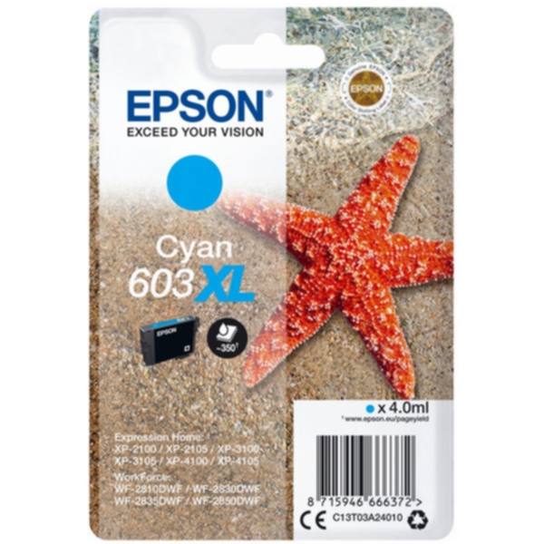 Epson 603XL Bläckpatron cyan 350 sidor (T03A2)