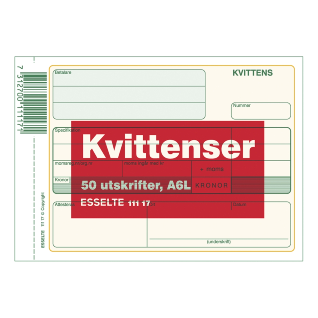 Bild av Blankett kvittens A6L 50 blad