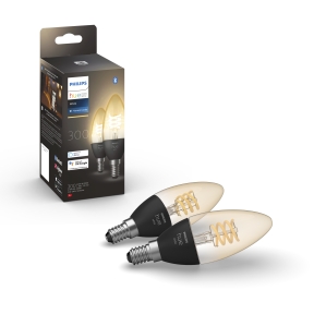 Philips HueW E14 4,5W Fil Candle 2-pakning