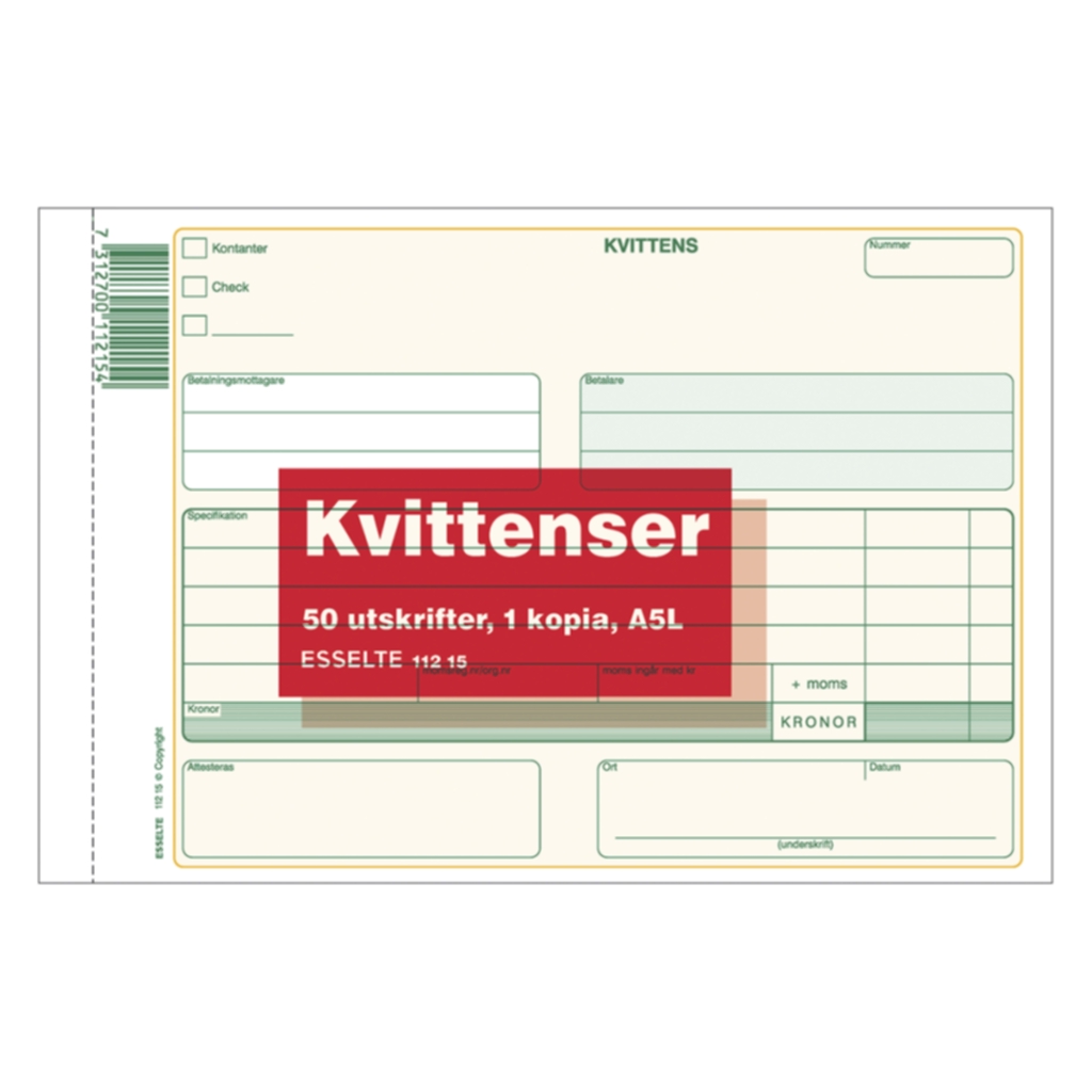 Bild av Blankett kvittens A5L 2x50 blad kopia
