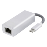 DELTACO USB-C nettverksadapter, sølv