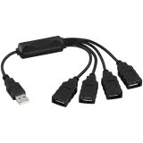 DELTACO USB 2.0 liitin,4xTyyppi A,mustekalakaap, 0,15m,musta DELTACO USB 2.0 liitin,4xTyyppi A,mustekalakaap, 0,15m,musta