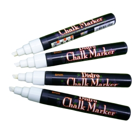 Blackboard Chalk Marker Fluor-kynä, valk. vino kärki, 4kpl