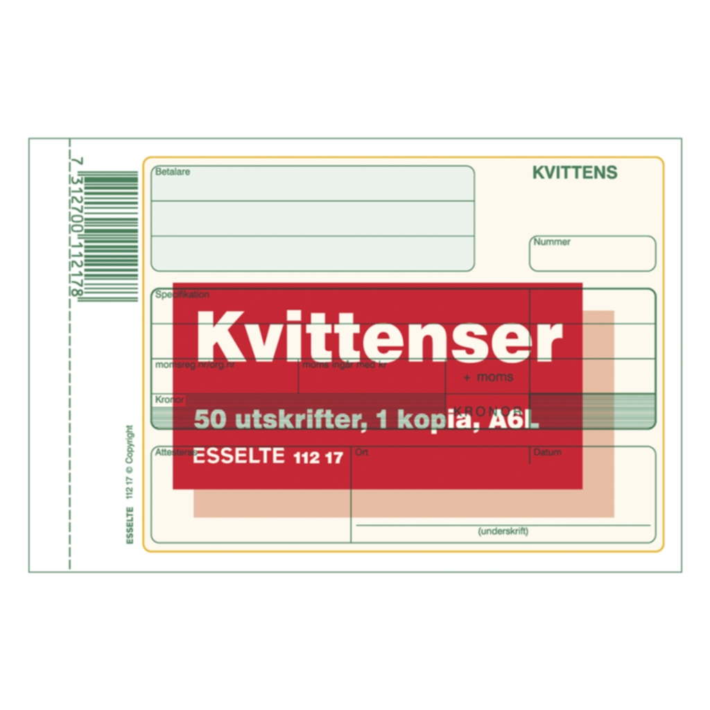 Bild av Blankett kvittens A6L 2x50 blad kopia