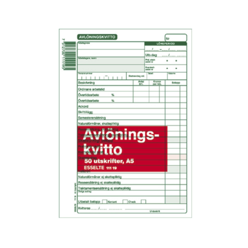 Bild av Blankett avlöningskvitto A5, 50blad