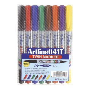 Märkpenna Artline EK-041T Twin Marker set med 8 färger