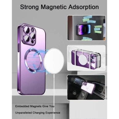 Turtos alt Mobilskal MagSafe Transparent iPhone 15 Pro Max, Purple
