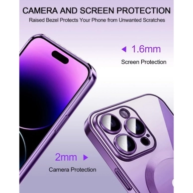 Turtos alt Mobildeksel MagSafe Transparent iPhone 15 Pro Max, Purple