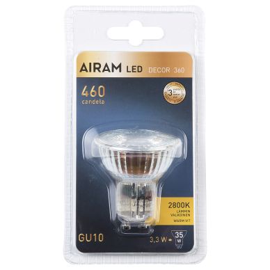AIRAM alt LED-kohdevalaisin täyslasi GU10 2,4W 2700K 270 lumenia