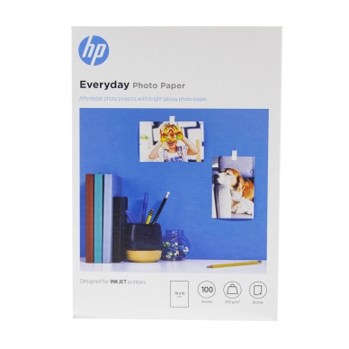 HP HP:n kiiltävä Everyday-valokuvapaperi, 100 arkkia/10×15 cm