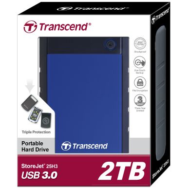 Transcend alt Transcend 2,5" extern hårddisk, 2TB USB 3.0, blå