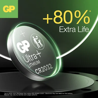 GP Ultra Plus Litium knappcell CR2032 10-pack