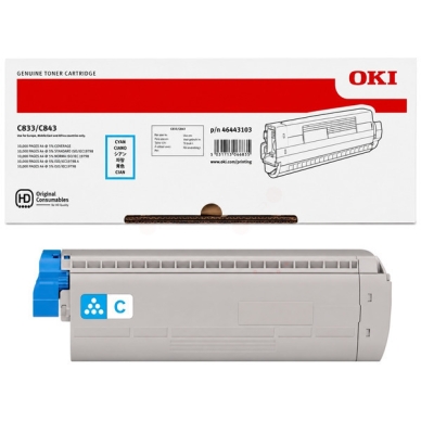 OKI Tonerkassette cyan, 10000 sider 46443103 Modsvarer: N/A