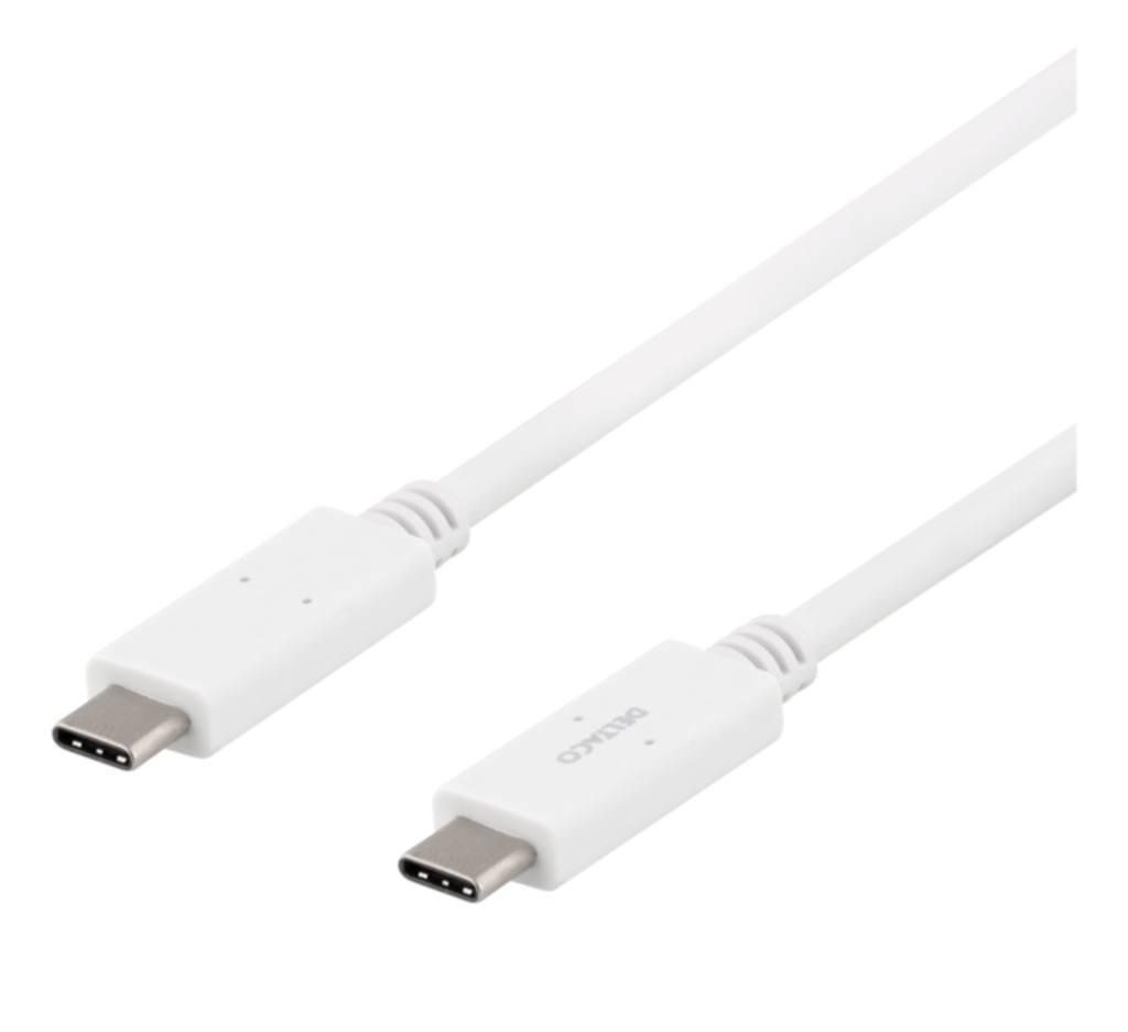USB-C till USB-C-kabel, 1m, USB-IF certifierad, 5Gbit/s, vit