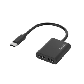 HAMA USB-C lyd-/ladeadapter 2-i-1